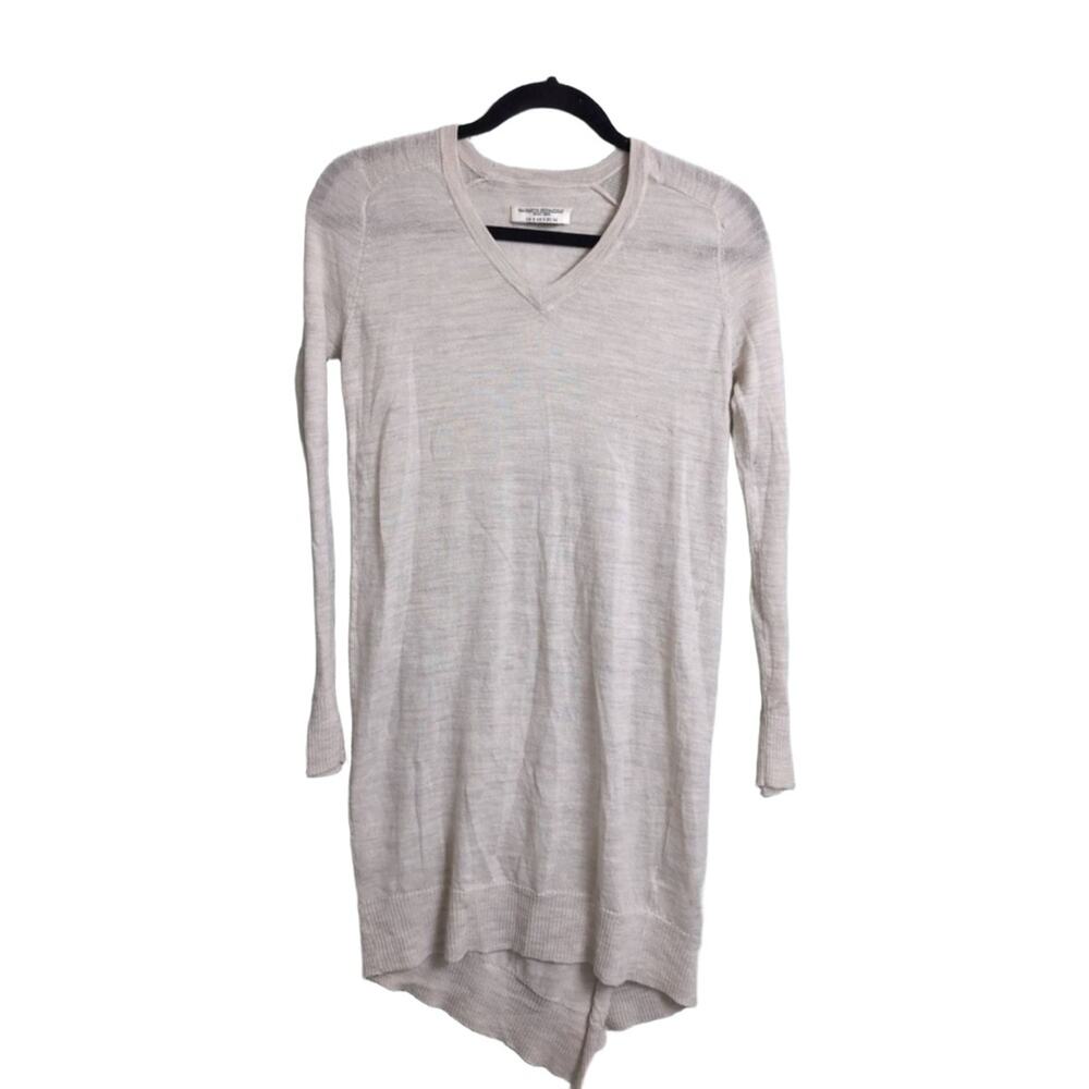 Allsaints Spitalfields Beige Asymmetrical Hem Merino Wool Sweater Dress 4